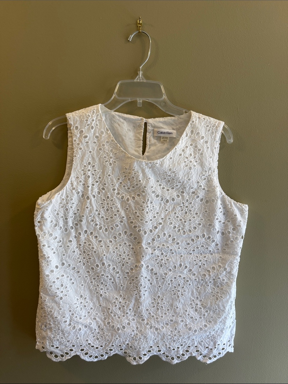 Calvin Klein White Eyelet Shell Top